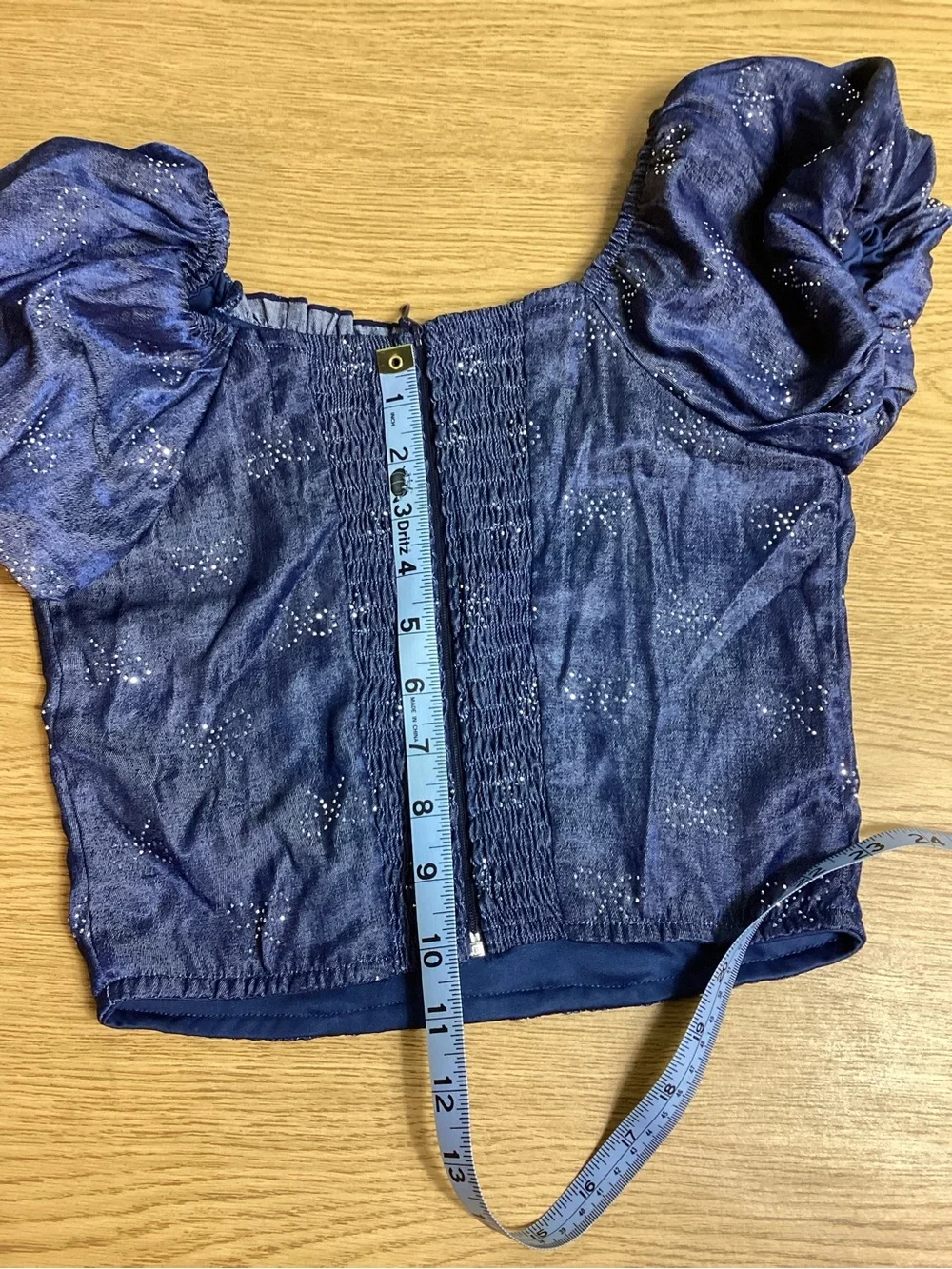NWT FBZ Puff-Sleeve Denim/ Chambray Top- Tween; Size: XL